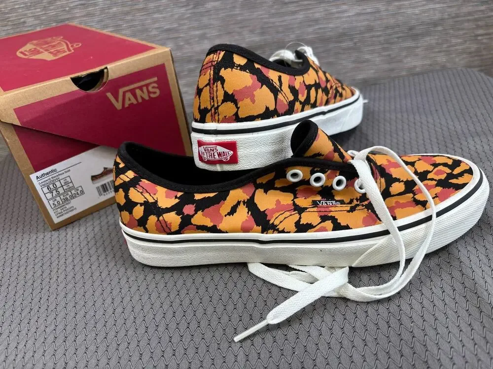 Vans Authentic Shoes Mens Size 6 Canvas Animal Print Low Top Lace Up Sneakers